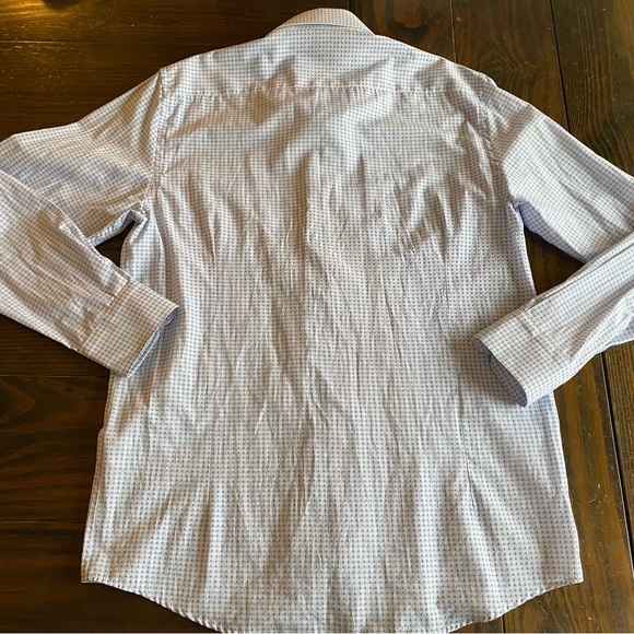 House Of Cavani Long Sleeve Dress Shirt Large 16.5 34/35 White Blue Dots - Picture 6 of 6